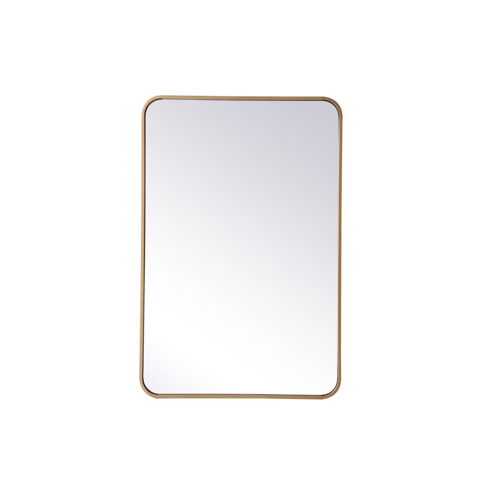 Soft corner metal rectangular mirror 24x36 inch in Brass. Picture 6