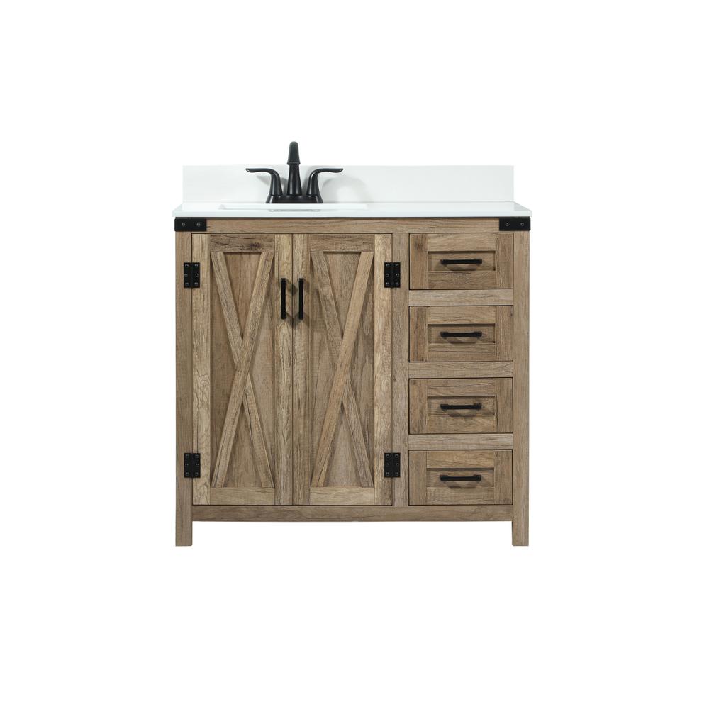 36 inch Single bathroom vanity in natural oak with backsplash. Picture 1