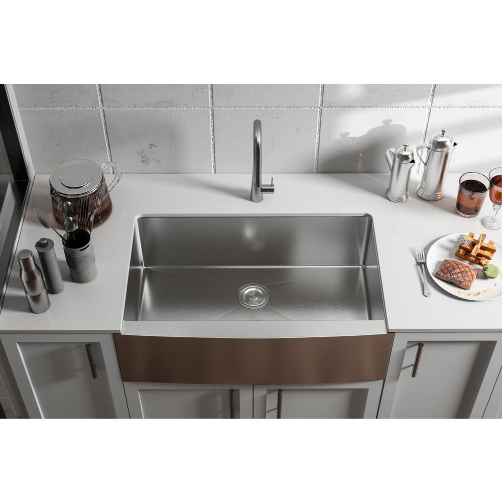 Stainless Steel farmhouse kitchen sink L33'' x W21'' x H10". Picture 10