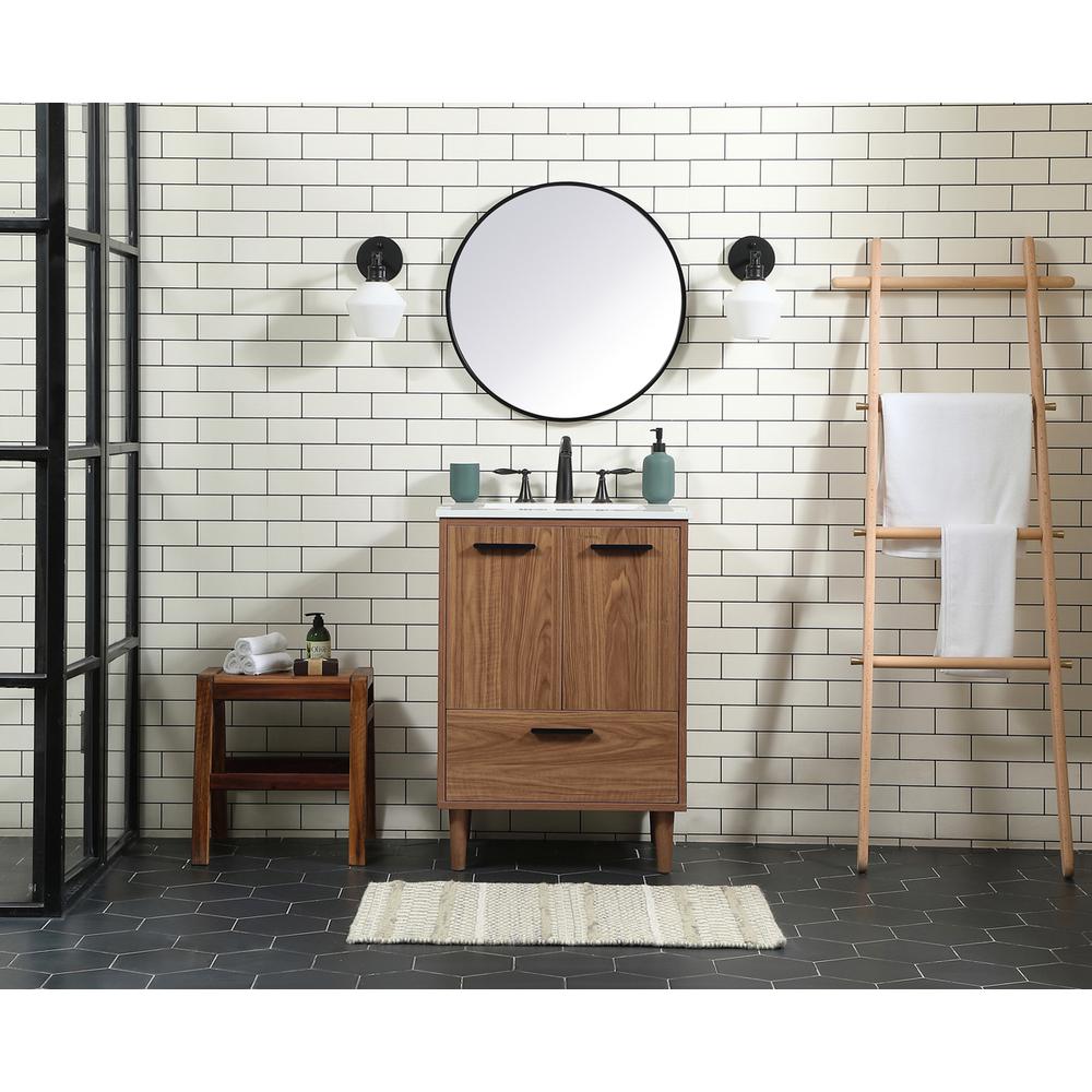 24 inch Single bathroom vanity in walnut brown. Picture 4