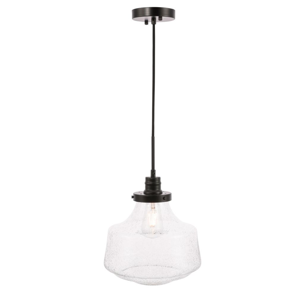 Lyle 1 light Black and Clear seeded glass pendant. Picture 1