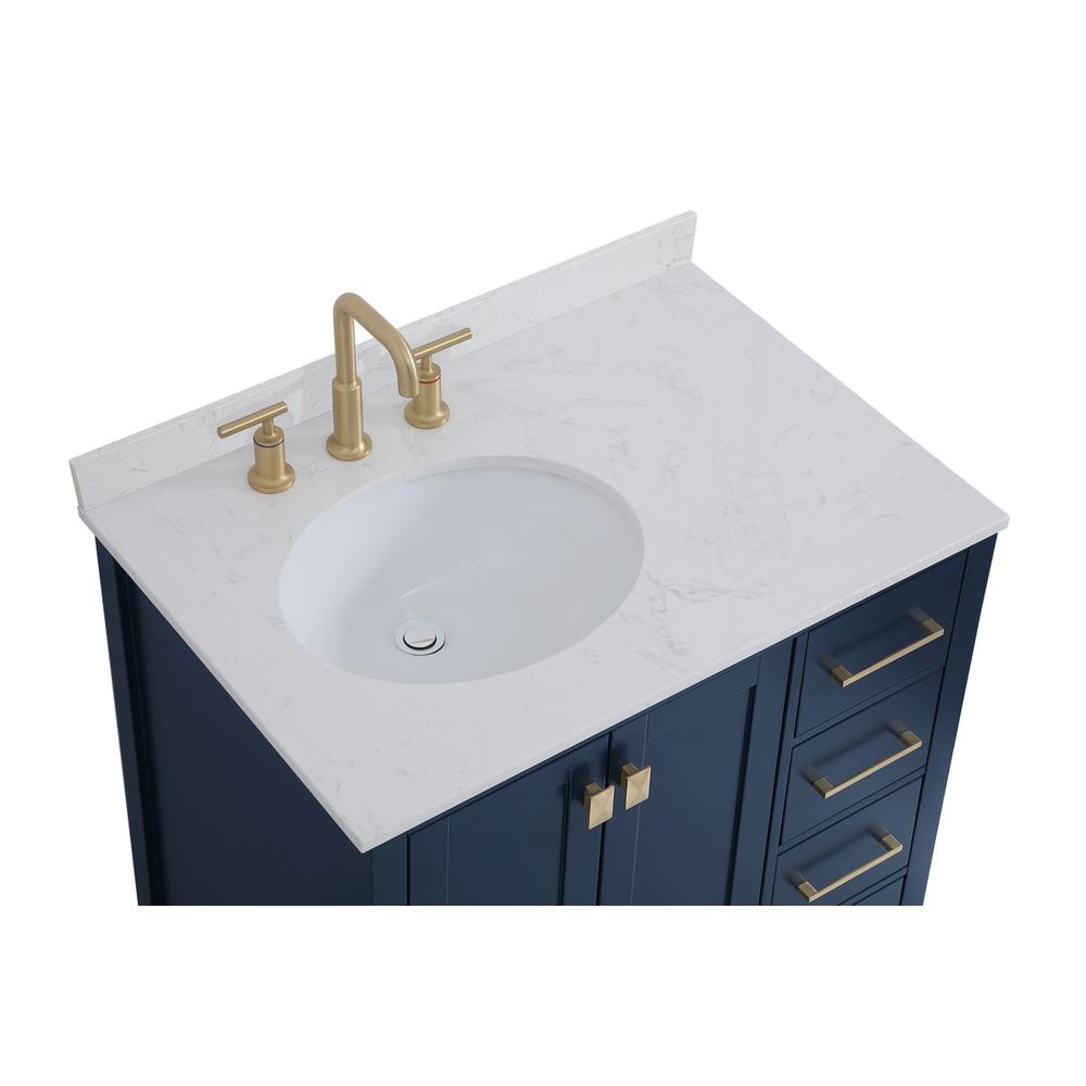 32 inch Single Bathroom Vanity in Blue with Backsplash. Picture 10