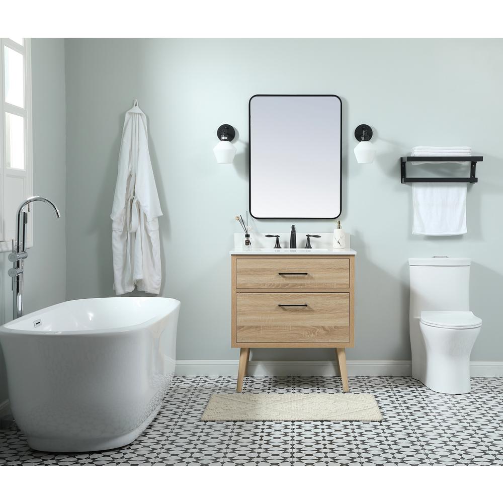 30 inch Single bathroom vanity in mango wood with backsplash. Picture 4