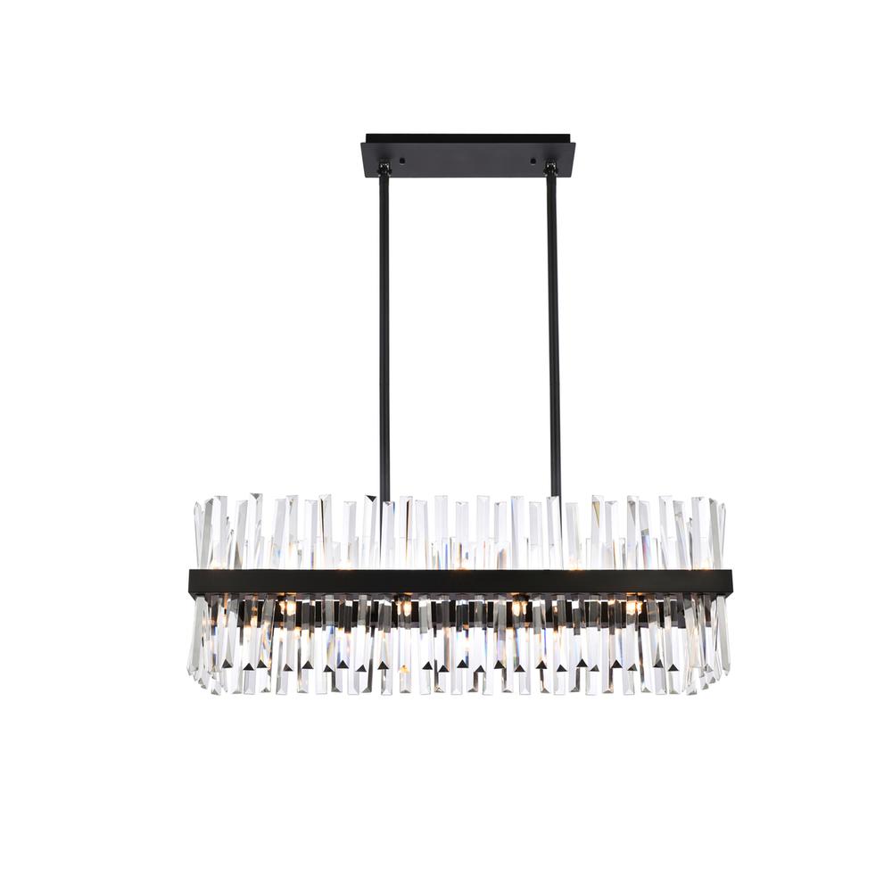 Serephina 36 inch crystal rectangle chandelier light in black. Picture 1
