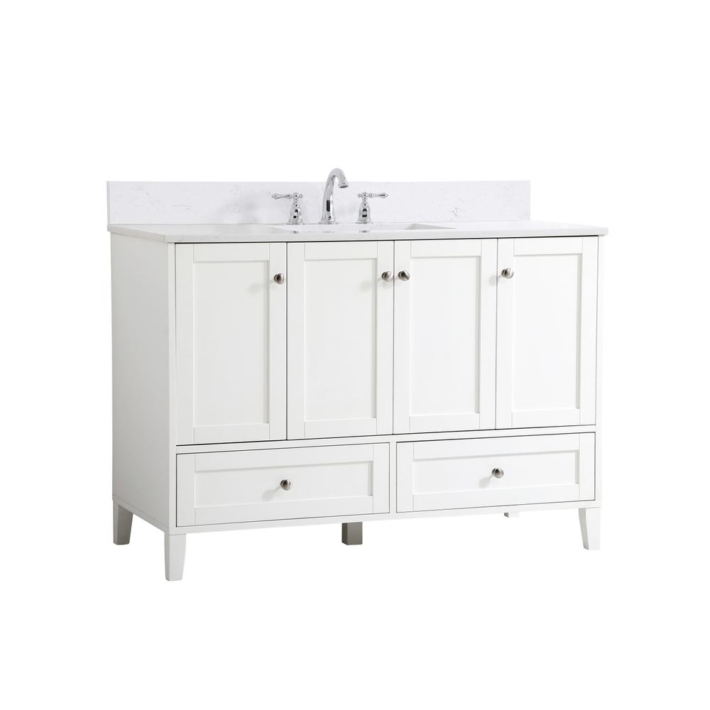 48 inch Single Bathroom Vanity in White with Backsplash. Picture 8