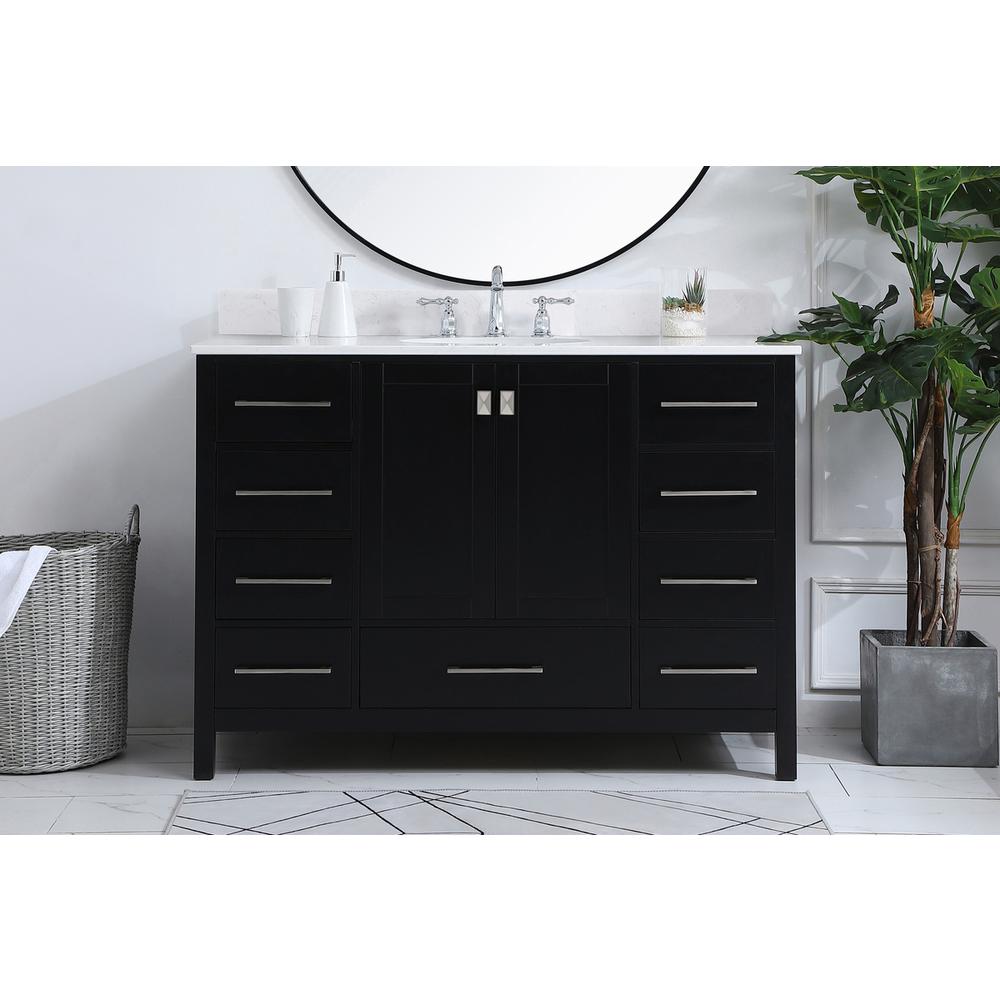 48 inch Single Bathroom Vanity in Black with Backsplash. Picture 14