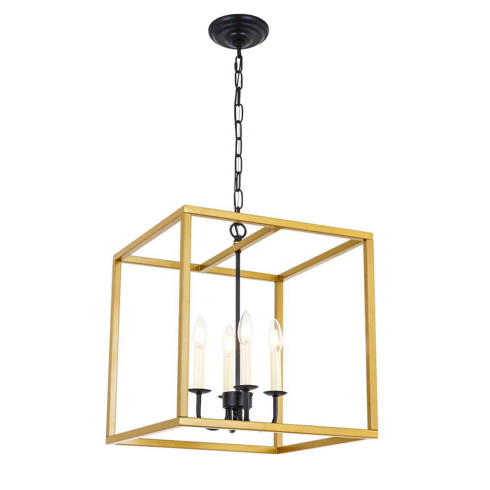 Eclipse 4 Light Brass And Black Pendant. Picture 6