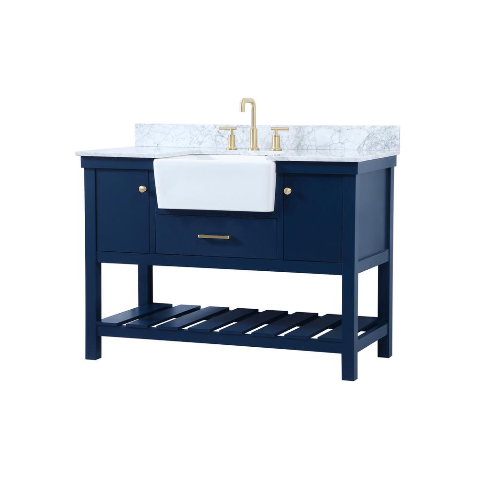 48 inch Single bathroom vanity in blue with backsplash. Picture 7