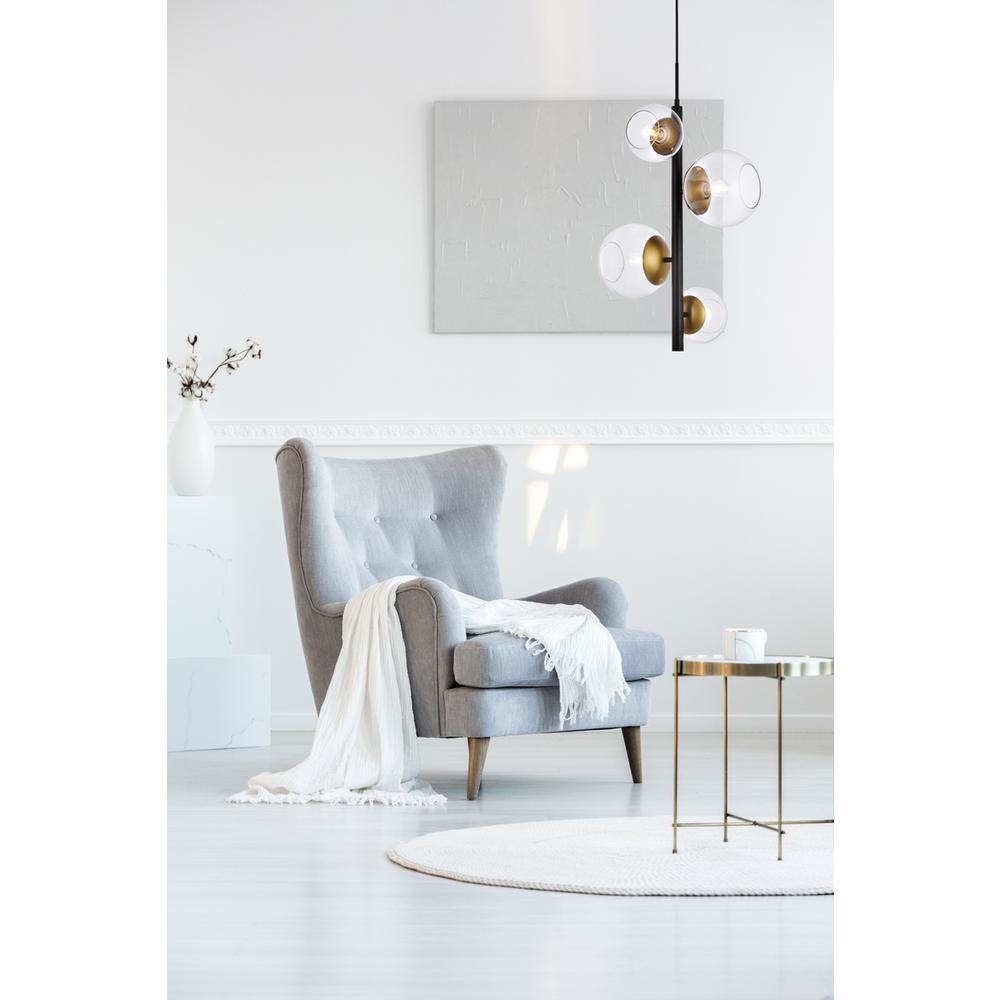 Wells 18 inch pendant in black and brass with clear shade. Picture 9