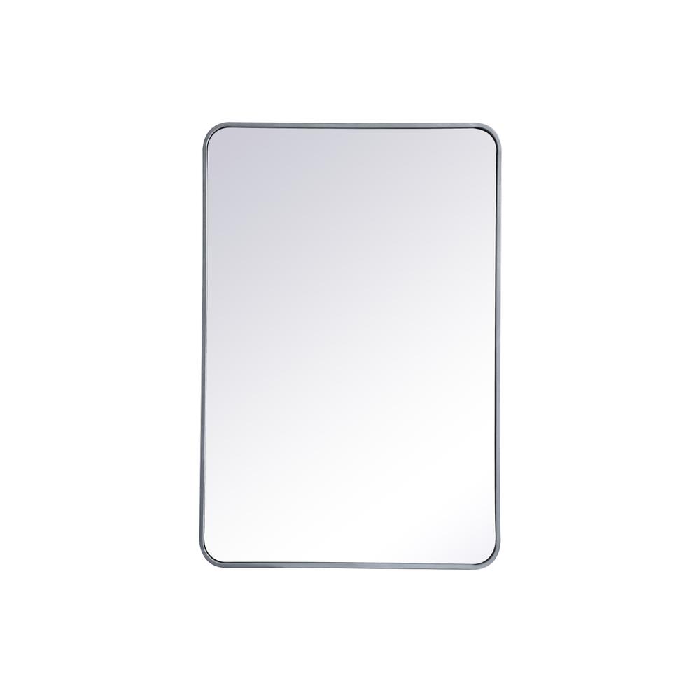 Soft corner metal rectangular mirror 27x40 inch in Silver. Picture 6