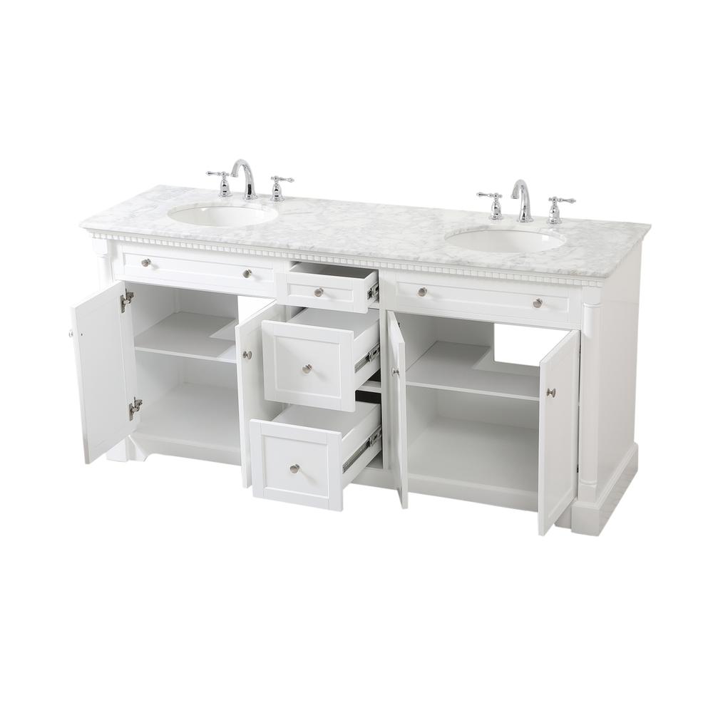 72 inch double bathroom vanity in White. Picture 9