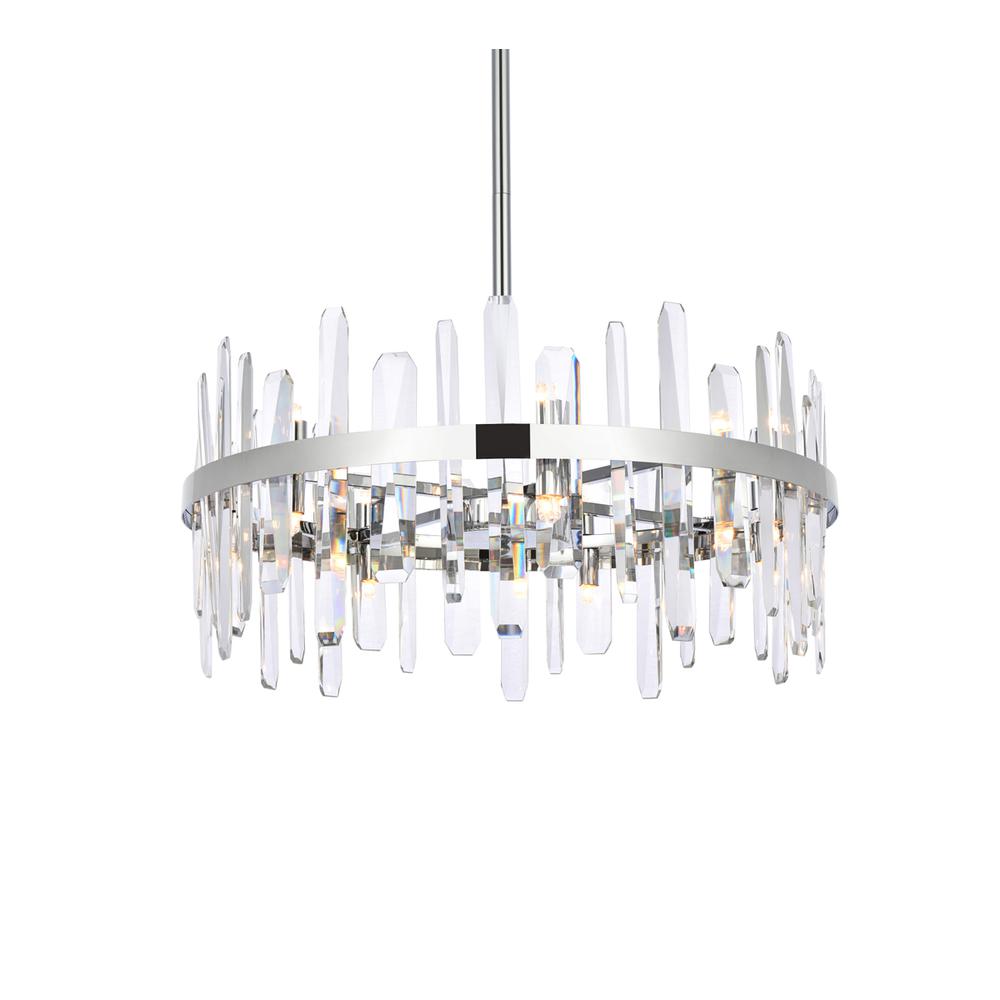 Serena 25 inch crystal round pendant in chrome. Picture 2
