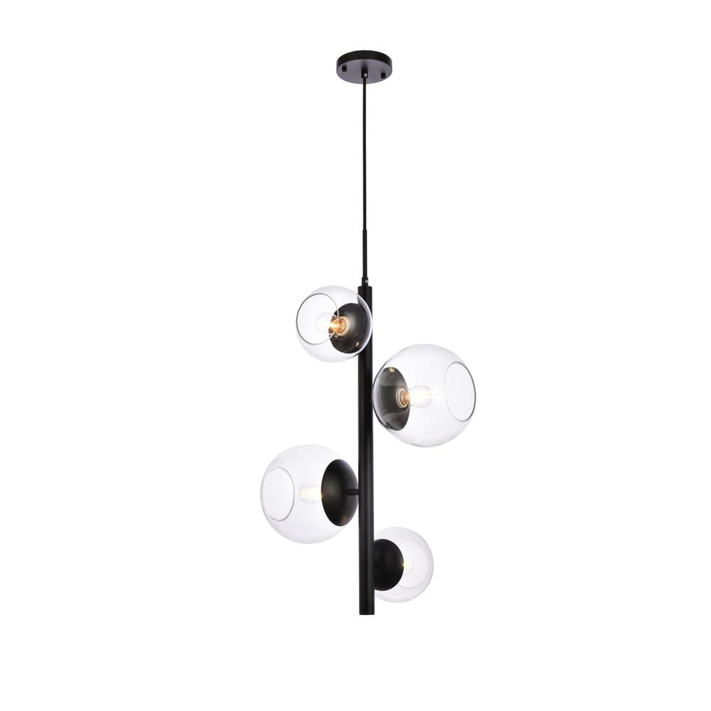 Wells 18 inch pendant in black with clear shade. Picture 1