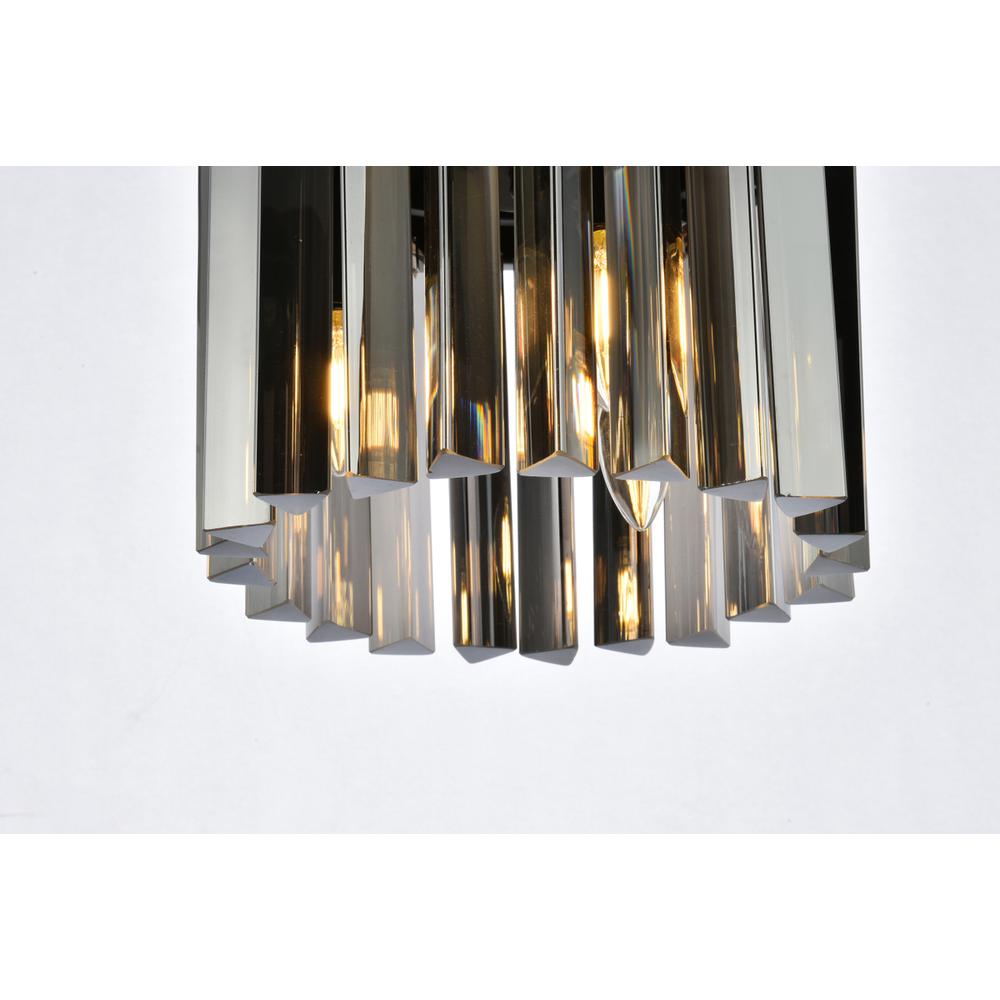 Sydney 3 light Matte Black Flush Mount Silver Shade (Grey) Royal Cut Crystal. Picture 3