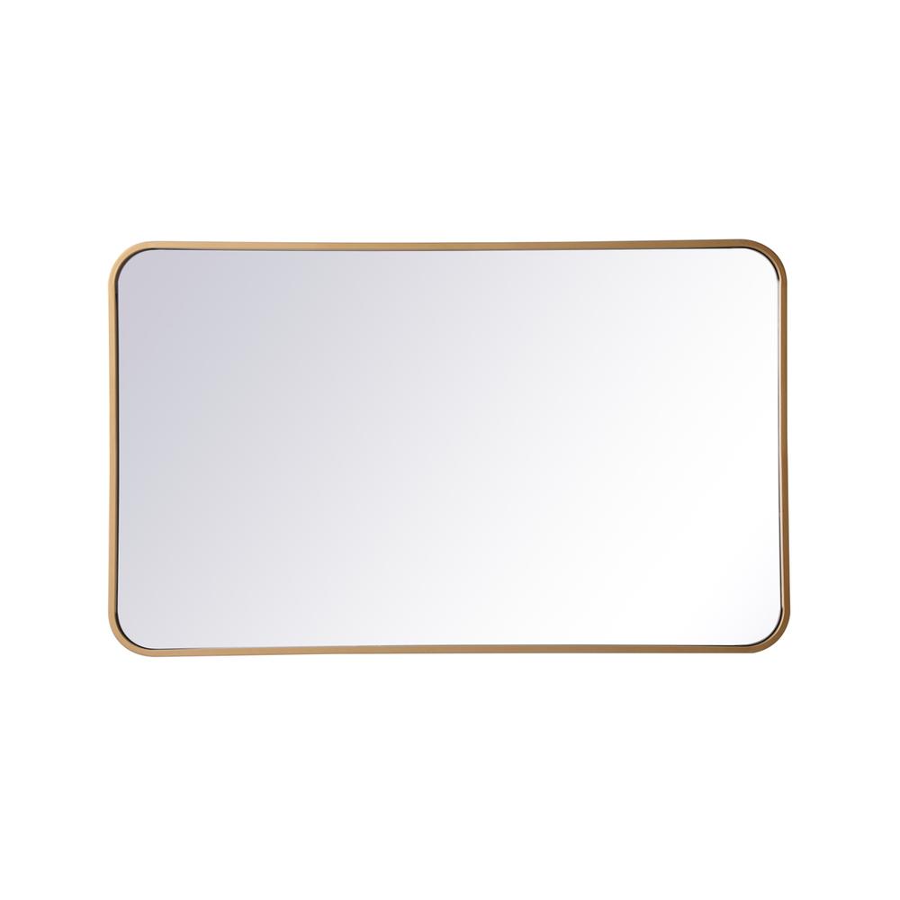 Soft corner metal rectangular mirror 22x36 inch in Brass. Picture 1