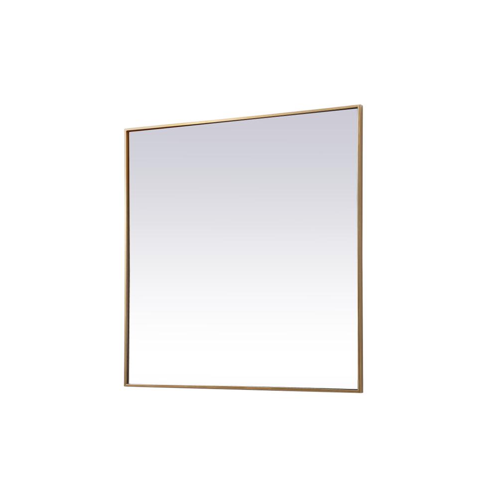 Metal Frame Square Mirror 42 inch in Brass. Picture 7