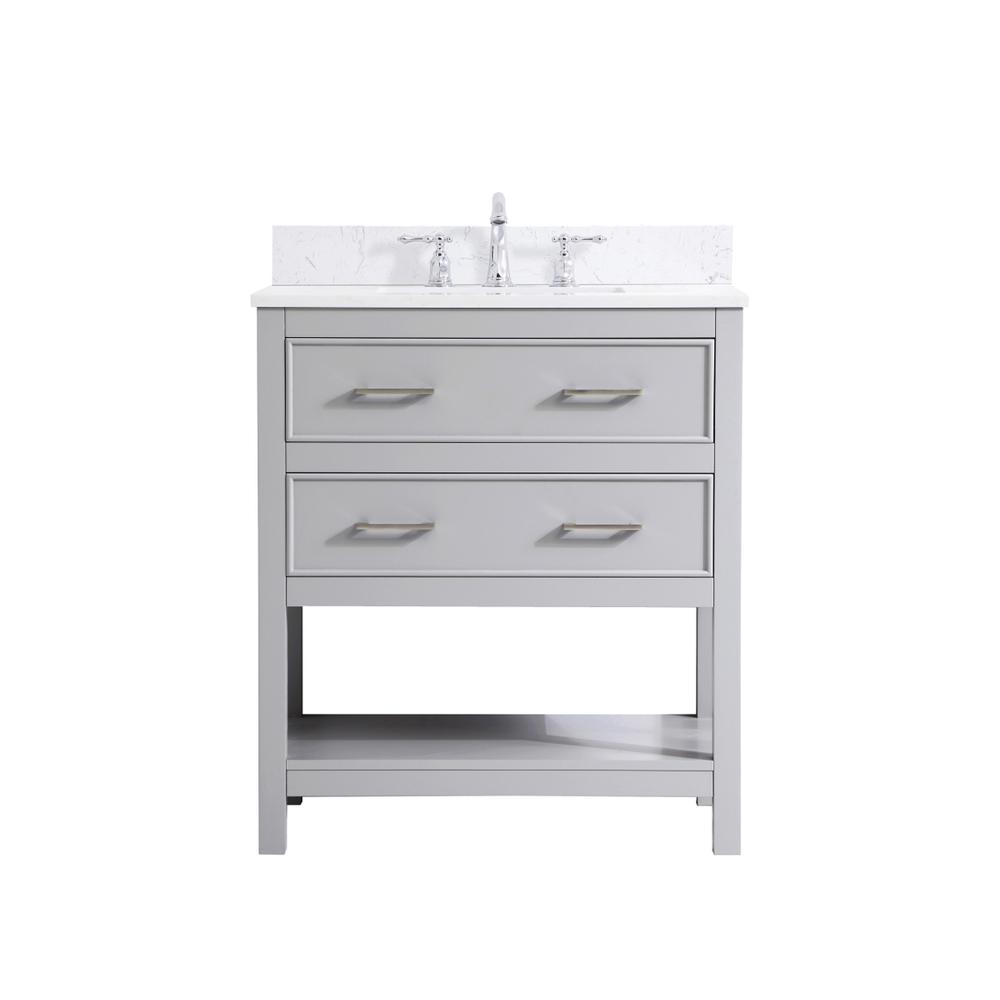30 inch Single Bathroom Vanity in Grey with Backsplash. Picture 1
