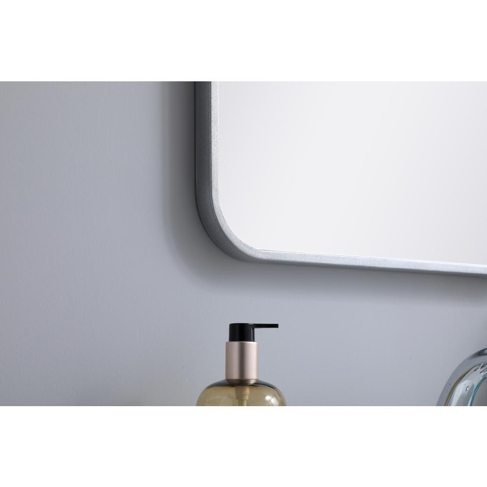 Soft corner metal rectangular mirror 18x30 inch in Silver. Picture 4