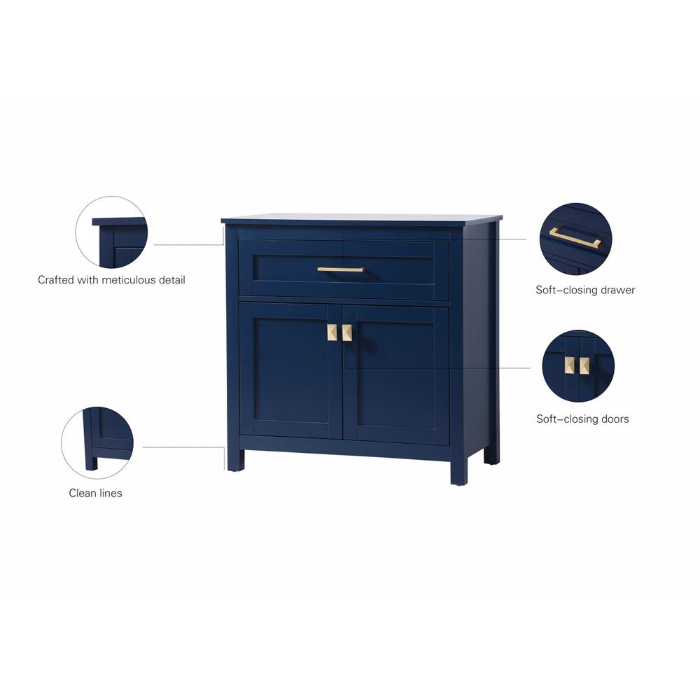 30 Inch Wide Bathroom Storage Freestanding Cabinet In Blue. Picture 11