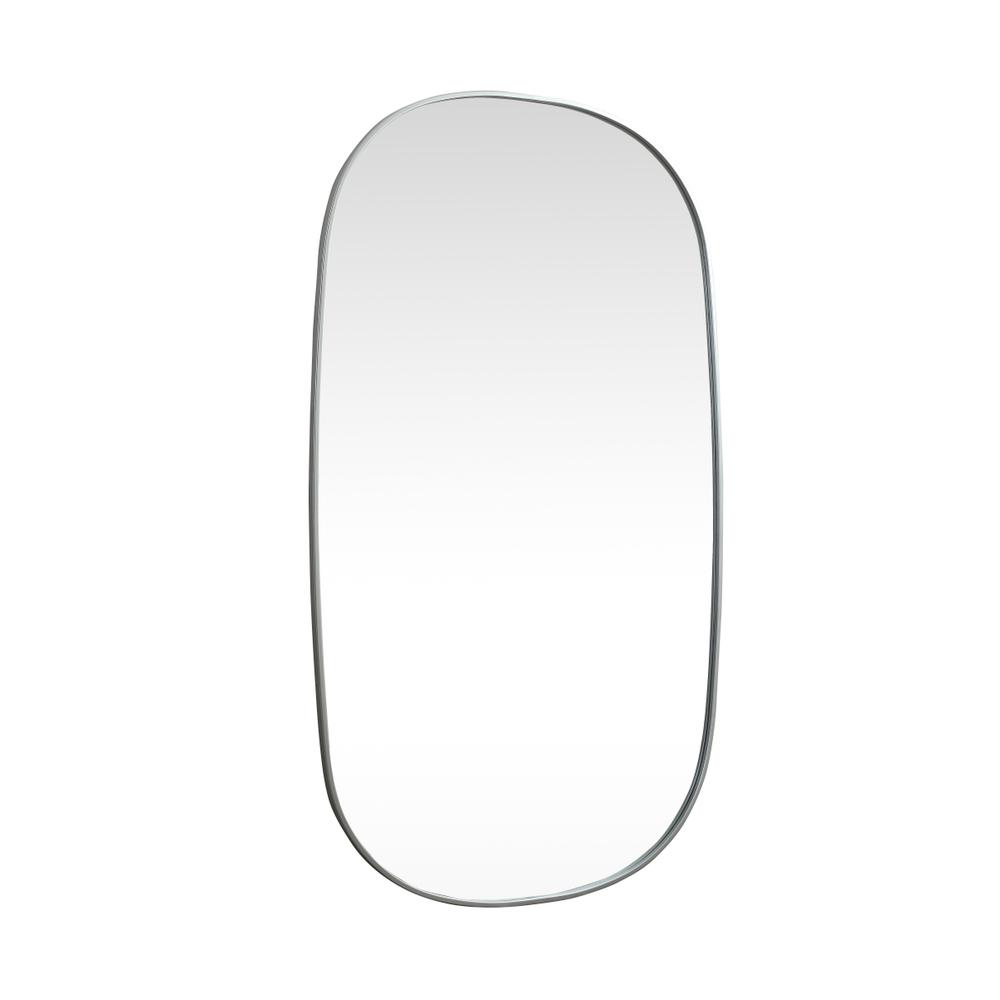 Metal Frame Oval Mirror 36x60 Inch in Silver. Picture 7