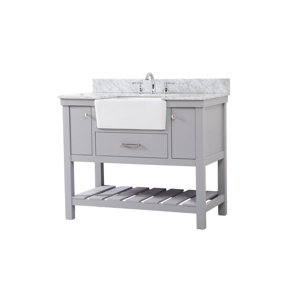 42 inch Single bathroom vanity in grey with backsplash. Picture 7