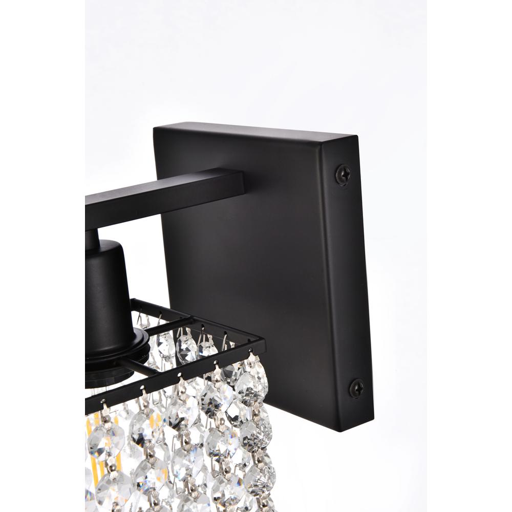 Phineas 1 light bath sconce in black with clear crystals. Picture 5