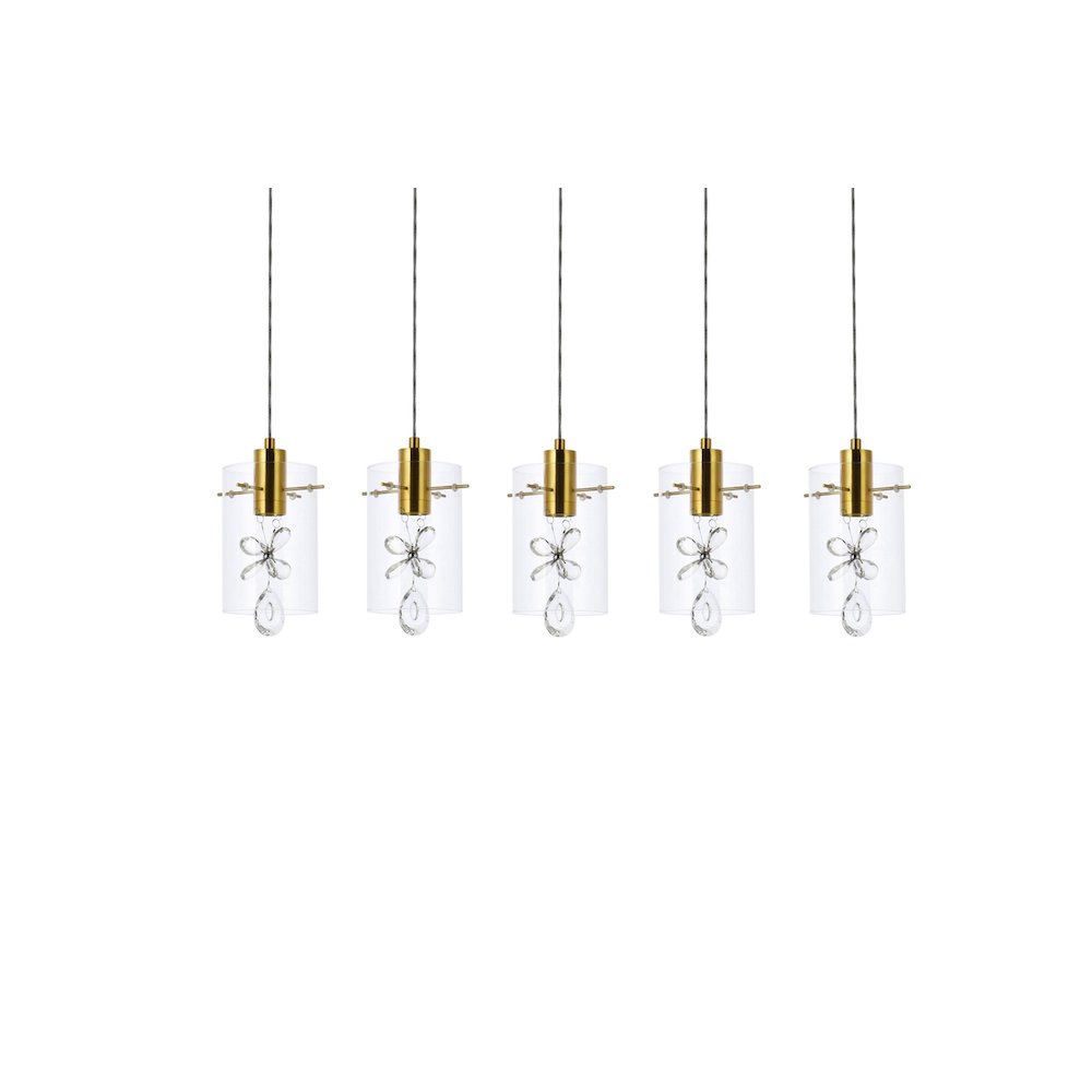 Hana 5 Lights Gold Pendant. Picture 3