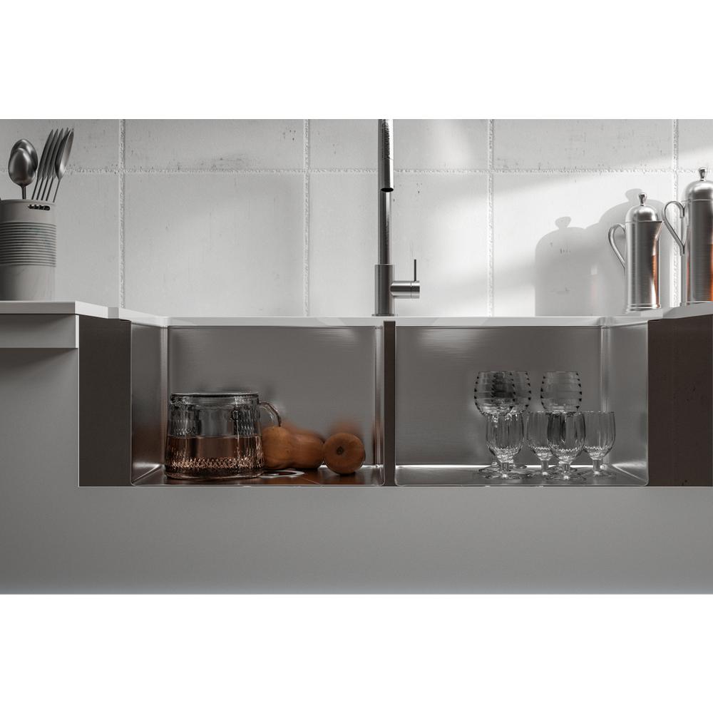 Stainless Steel farmhouse kitchen double sink L33'' x W21'' x H10". Picture 5