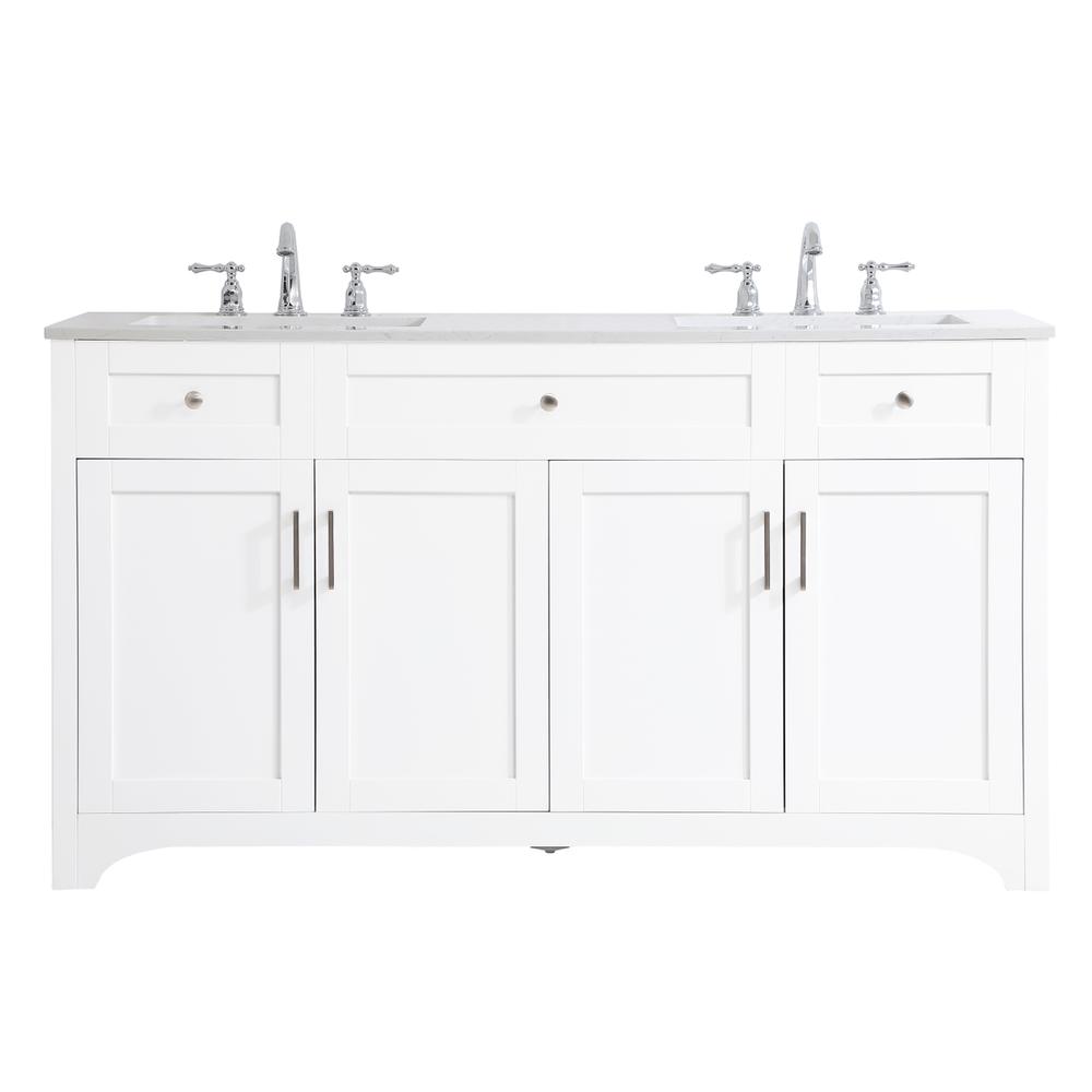 60 inch Double Bathroom Vanity in White. Picture 1