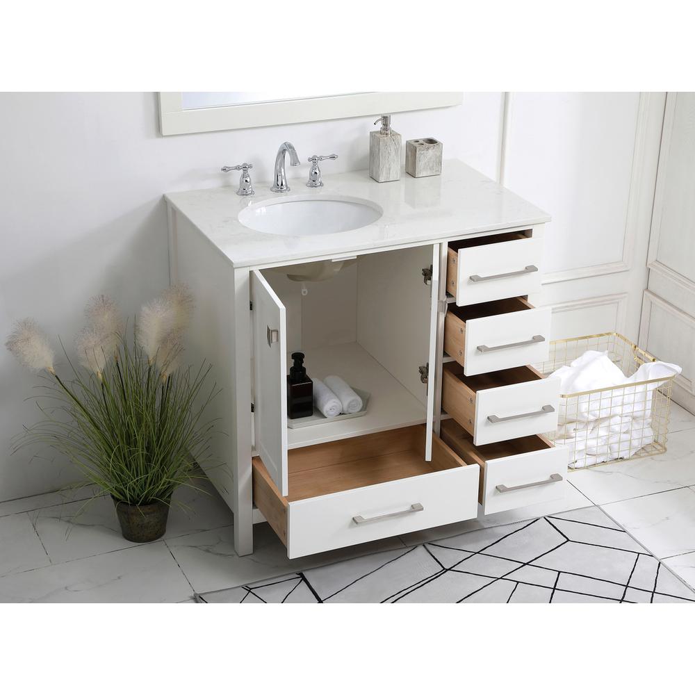 36 inch Single Bathroom Vanity in White. Picture 3