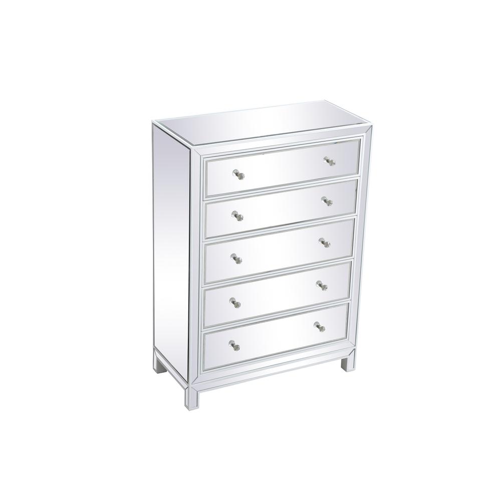 34 inch mirrored five drawer cabinet in white. Picture 5