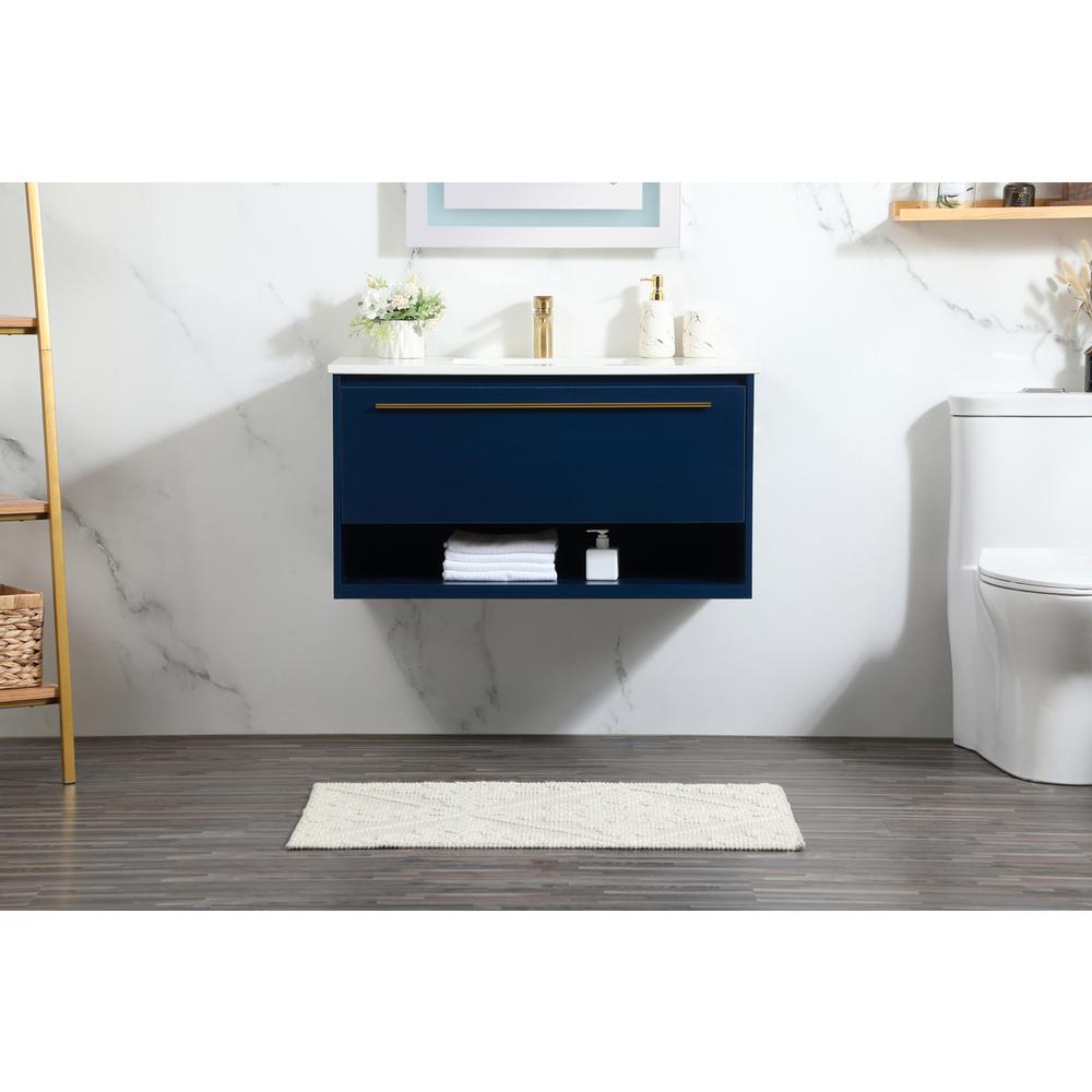36 inch Single bathroom vanity in blue. Picture 14