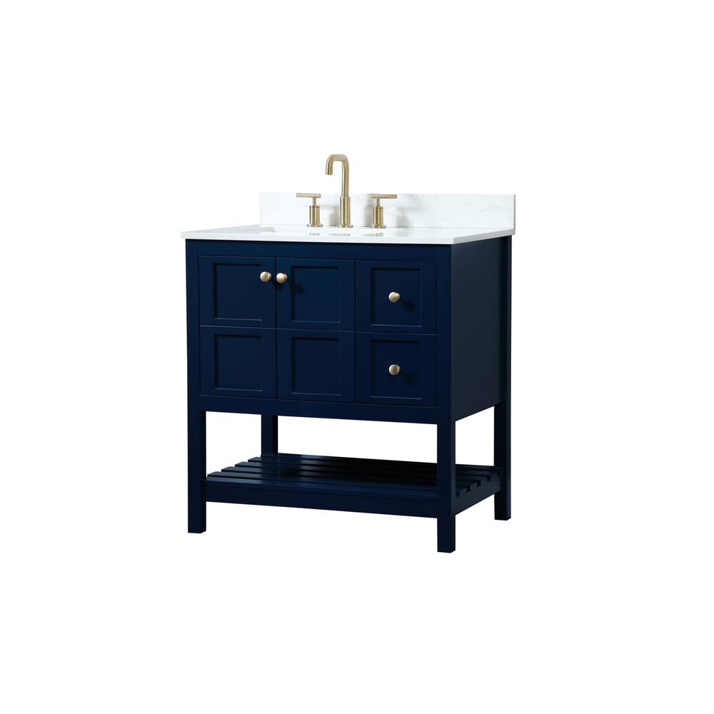 32 inch Single bathroom vanity in blue with backsplash. Picture 7