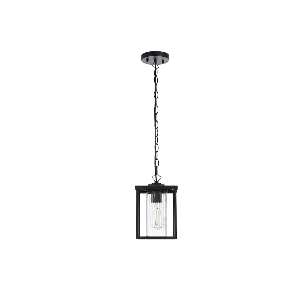 Dover 7 inch Outdoor Pendant in Black. Picture 1