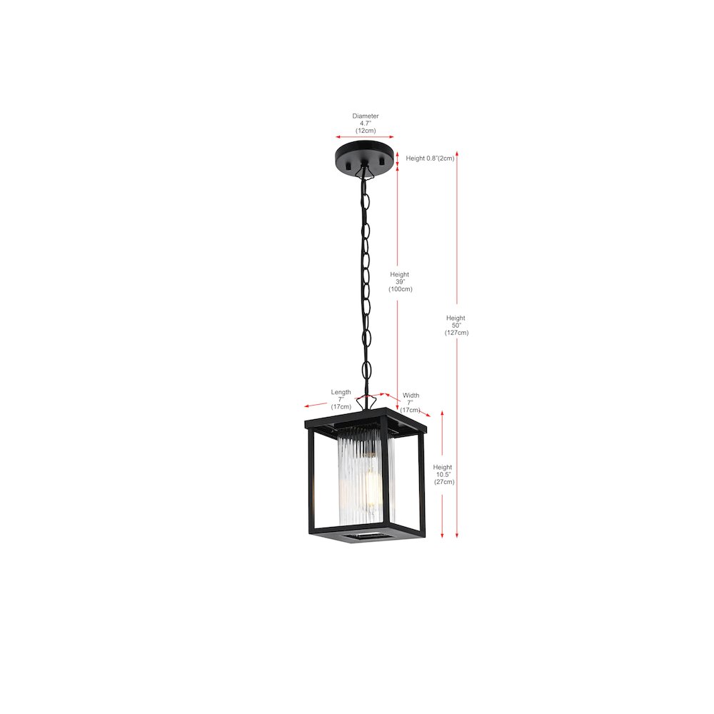 Dover 7 inch Outdoor Pendant in Black. Picture 8
