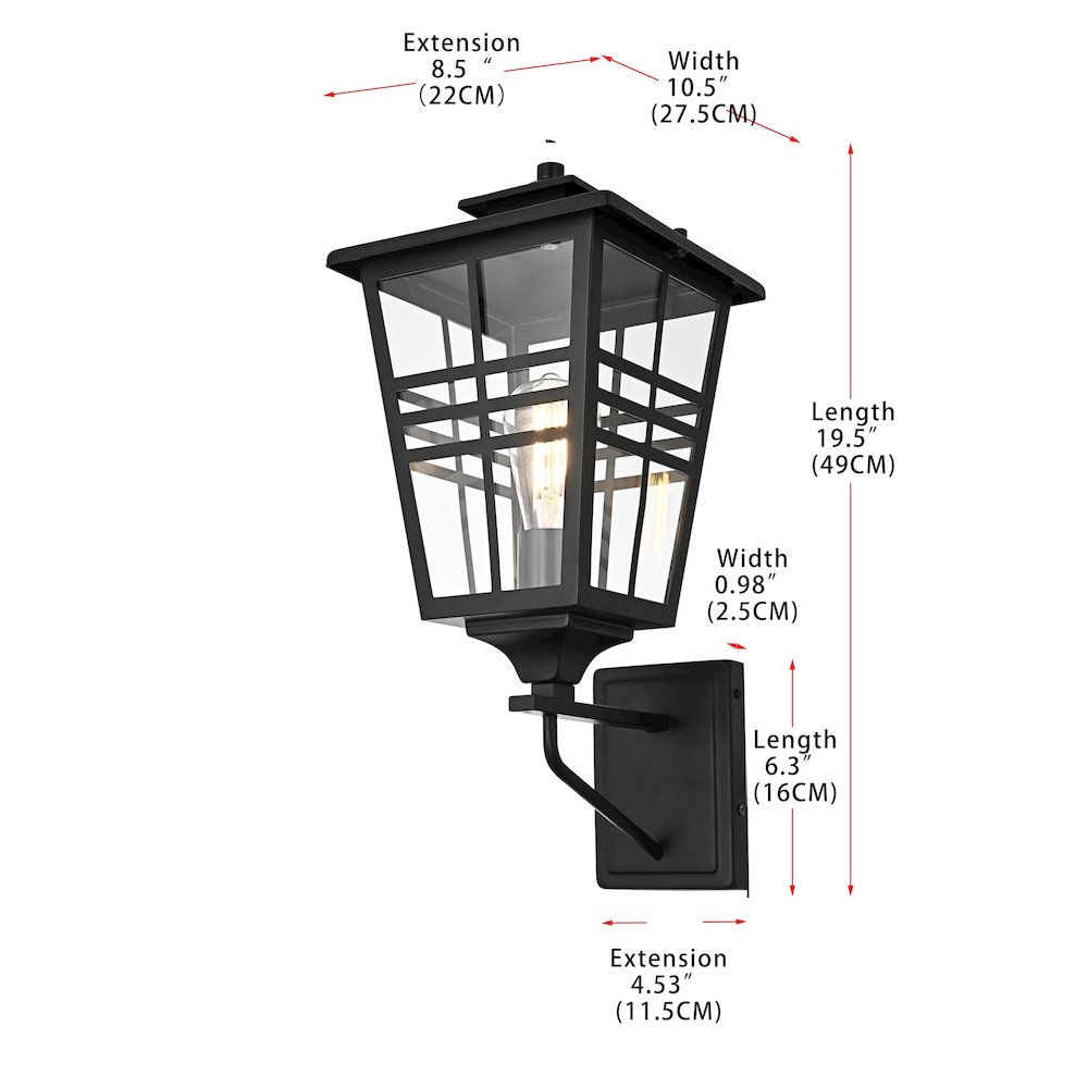 Macon 8.5 Inch Outdoor Wall Sconce In Black. Picture 8