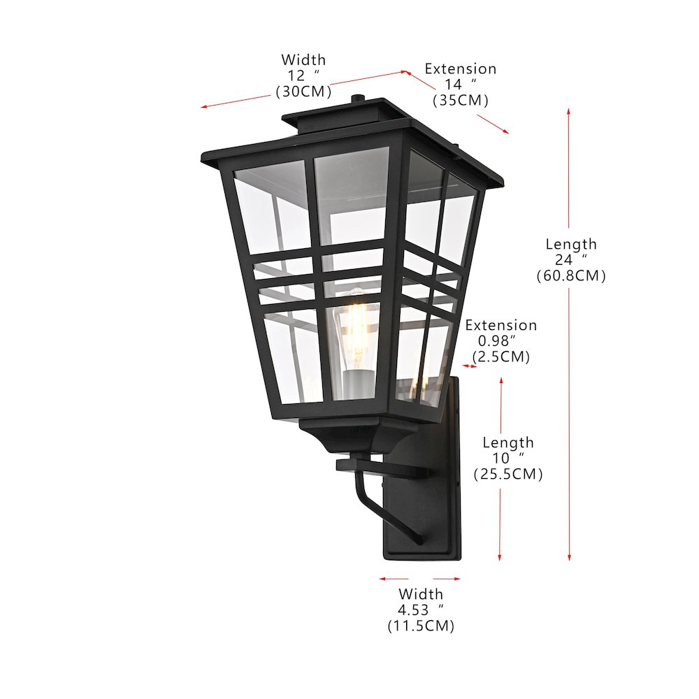 Macon 12 Inch Outdoor Wall Sconce In Black. Picture 8
