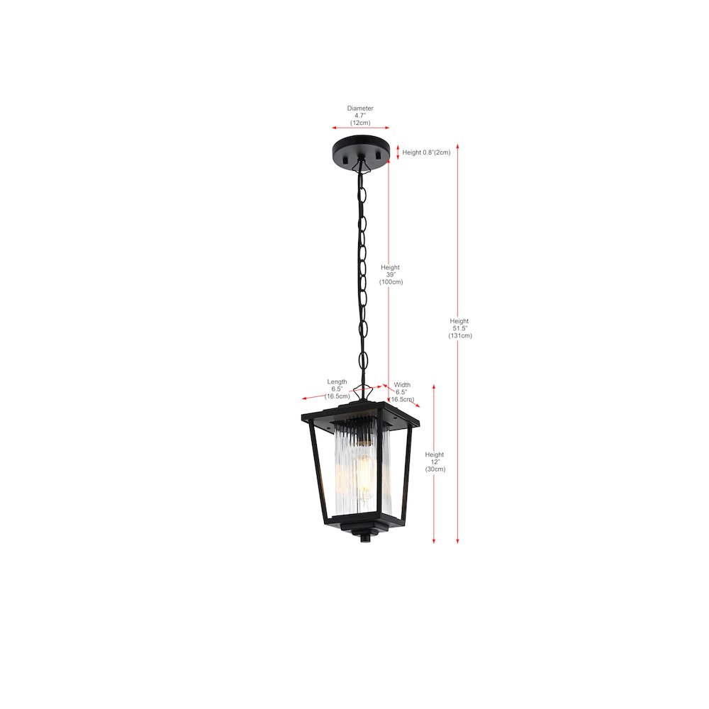 York 7 inch Outdoor Pendant in Black. Picture 9