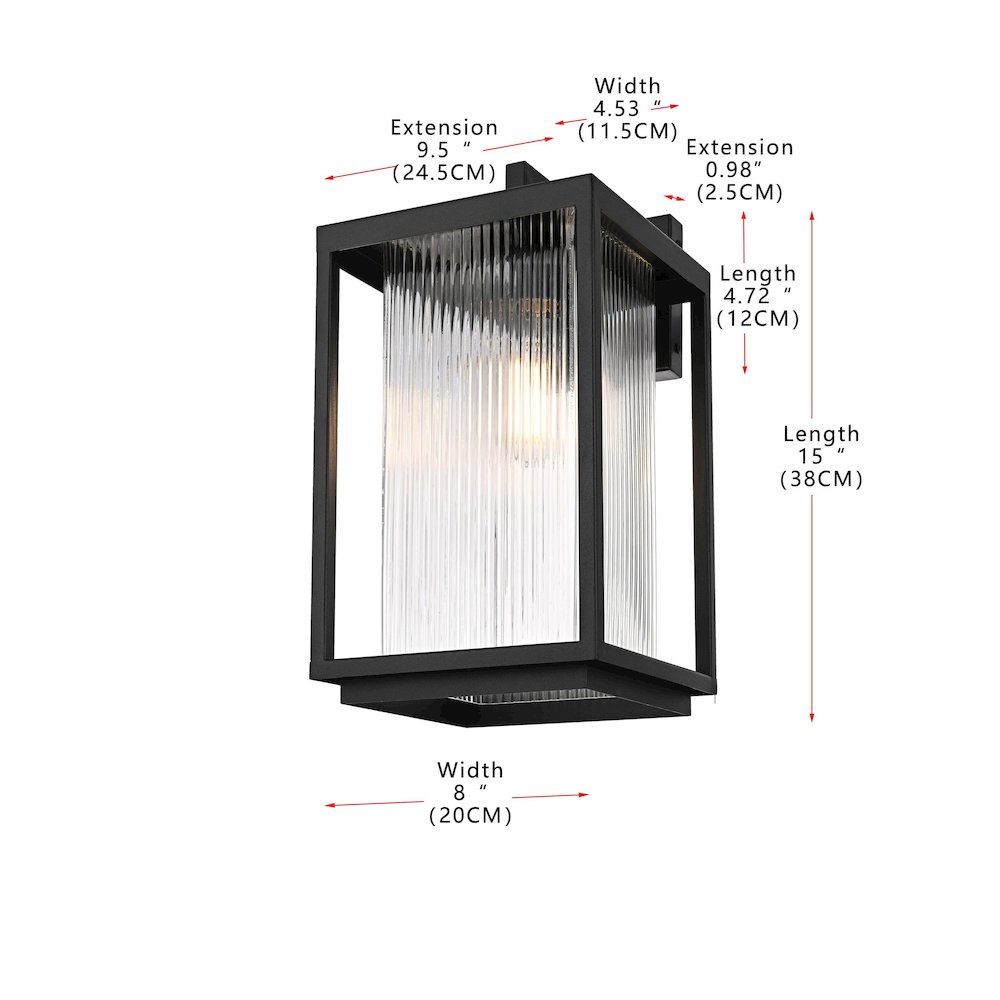 Ludlow 8 Inch Outdoor Wall Sconce In Black. Picture 8