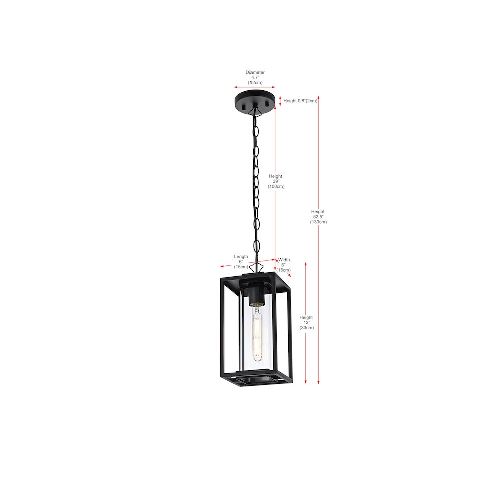 Memphis 7 inch Outdoor Pendant in Black. Picture 8