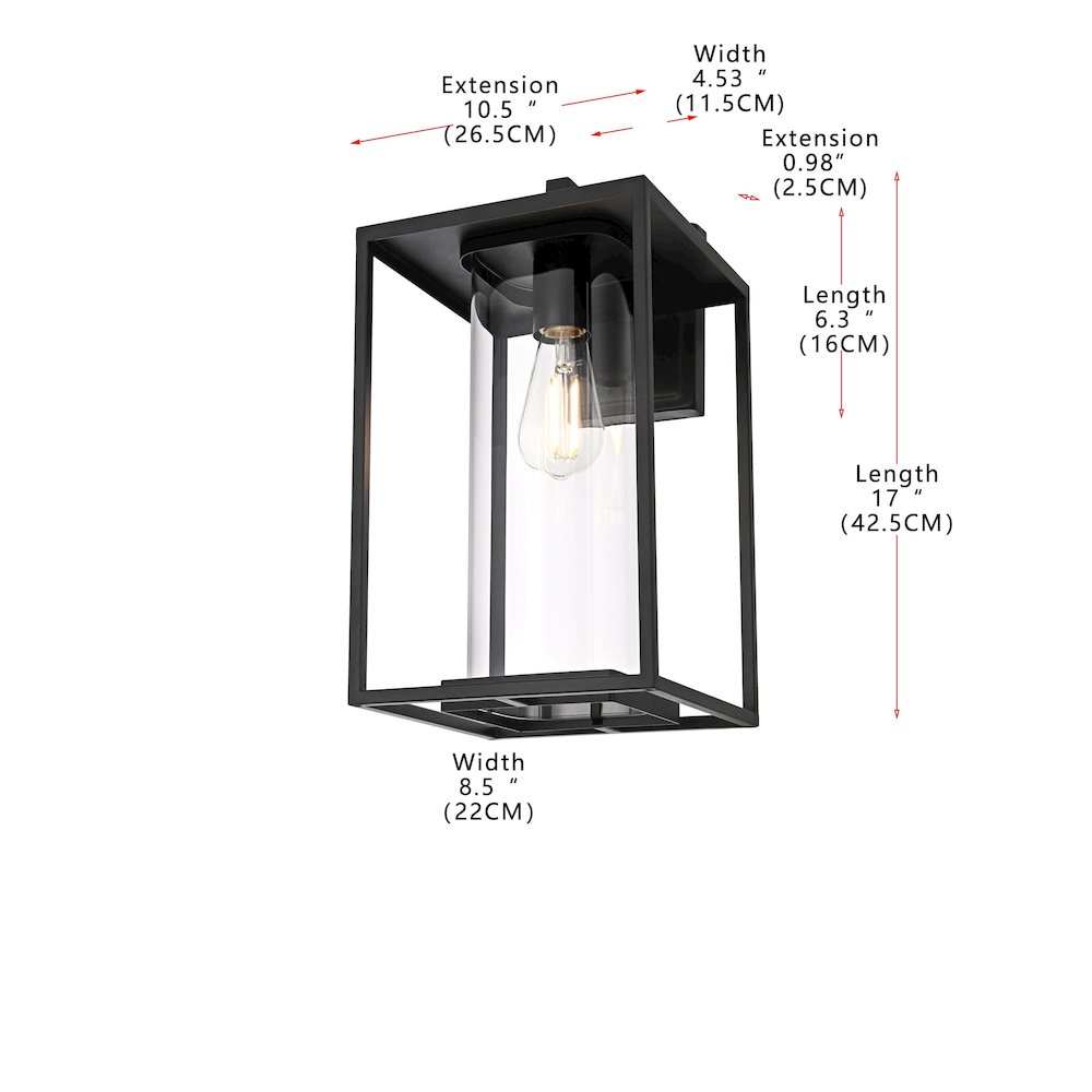 Memphis 8.5 Inch Outdoor Wall Sconce In Black. Picture 8