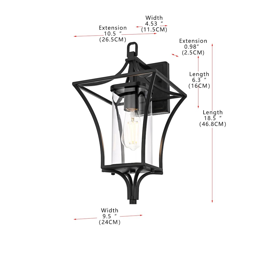 Belgrade 9.5 Inch Outdoor Wall Sconce In Black. Picture 8