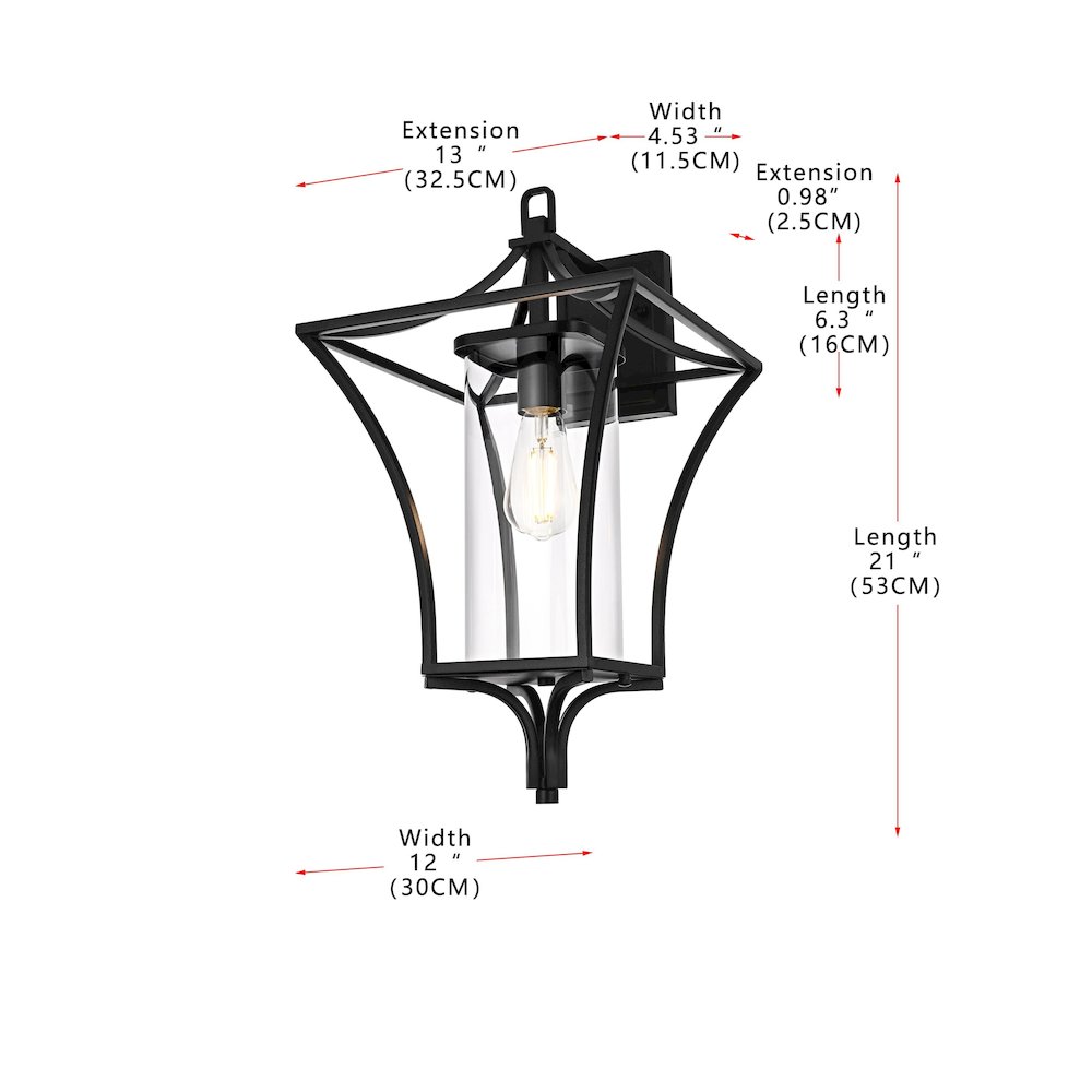 Belgrade 12 Inch Outdoor Wall Sconce In Black. Picture 8