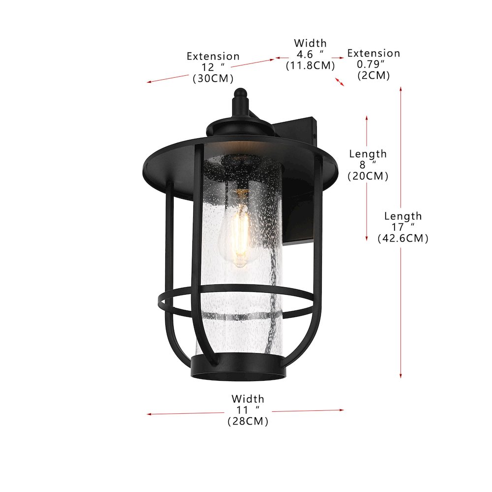 Janney 11 Inch Outdoor Wall Sconce In Black. Picture 8