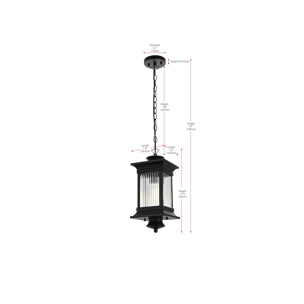 Collins 7 inch Outdoor Pendant in Black. Picture 8