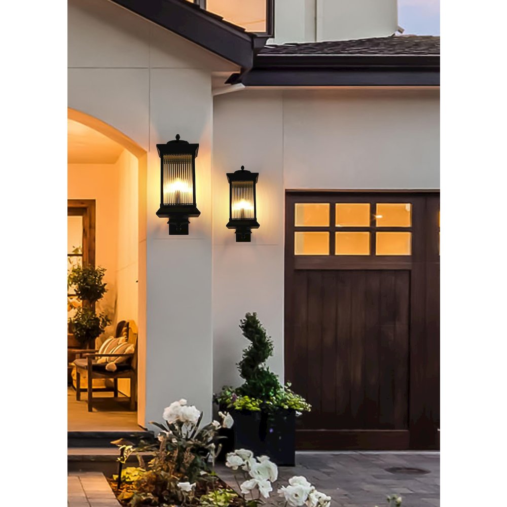 Collins 12 Inch Outdoor Wall Sconce In Black. Picture 2