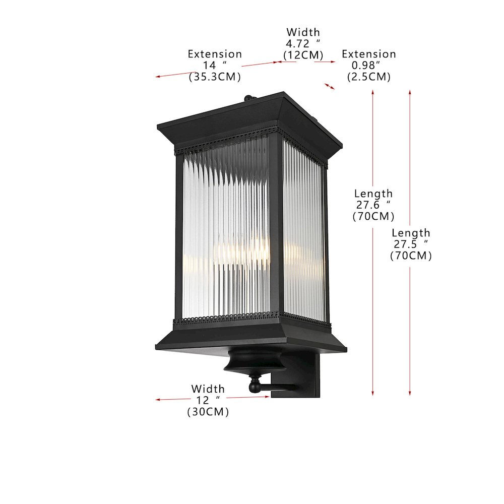 Collins 12 Inch Outdoor Wall Sconce In Black. Picture 8