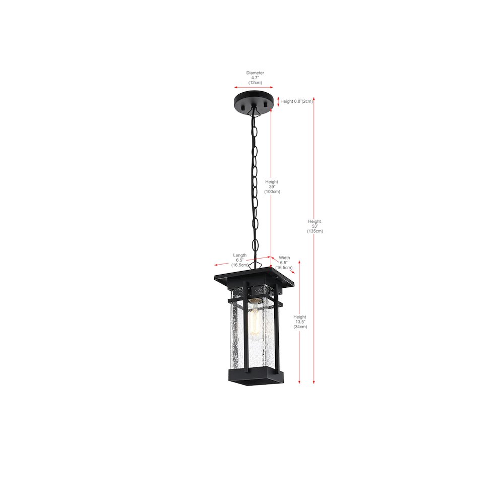Livingston 7 inch Outdoor Pendant in Black. Picture 8