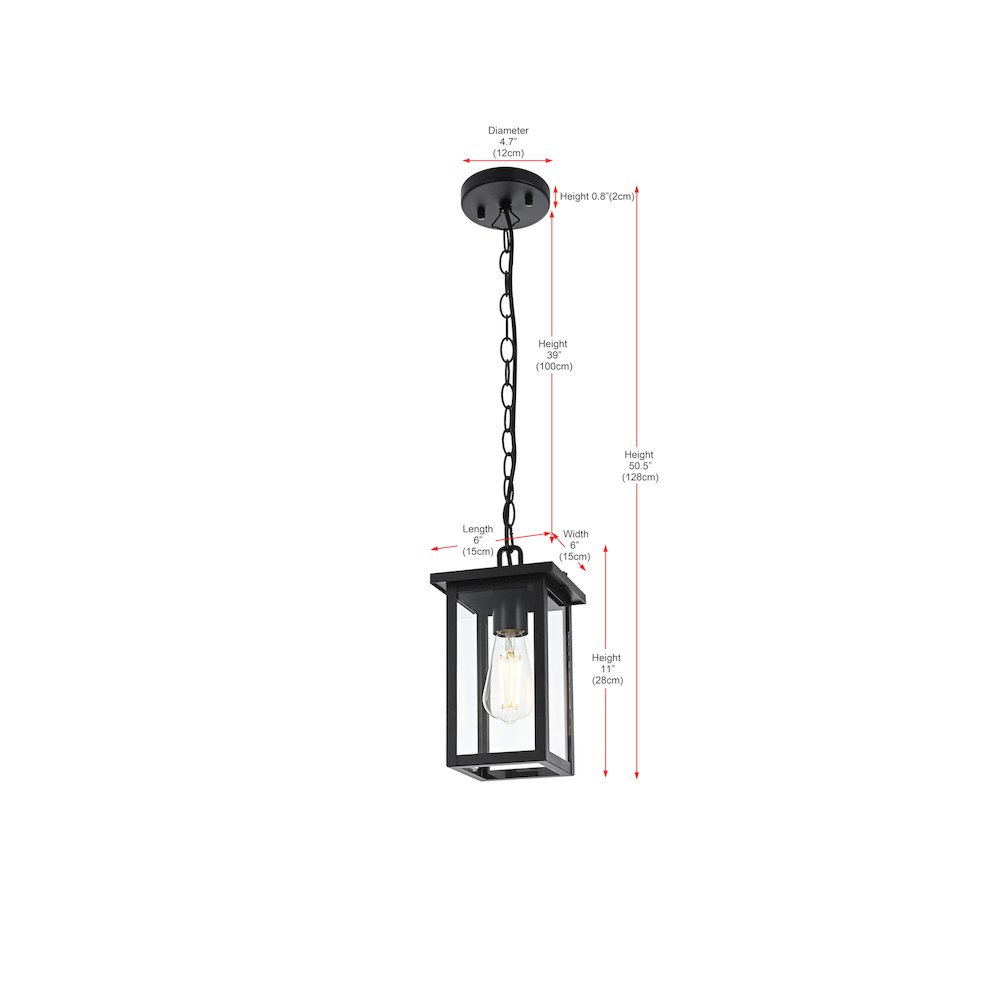 Venango 7 inch Outdoor Pendant in Black. Picture 8
