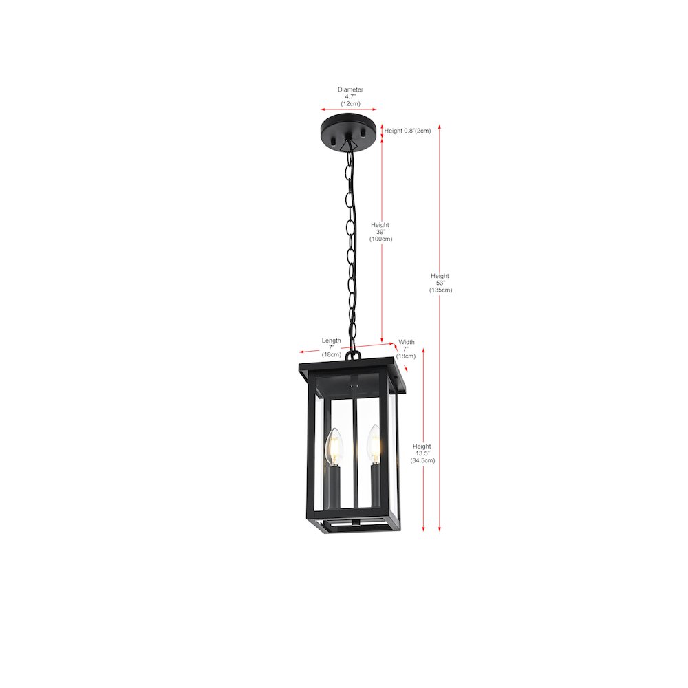 Venango 7 inch Outdoor Pendant in Black. Picture 8